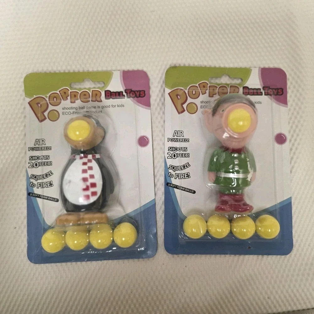 Holiday Popper Ball Toys Set of 2 Elf Penguin 6